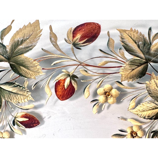 Goofus Enameled Glass Bowl with Strawberries and Gilded Leafs Decor, 1890s For Sale - Image 9 of 13