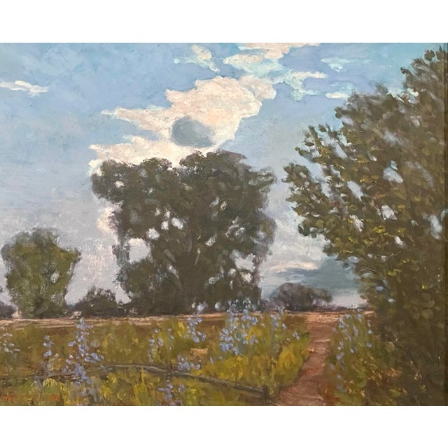 Denis Westerling (American 1944-) “Steelhead Creek Levee,” oil on board Antique Gilt Wood Frame in excellent condition...