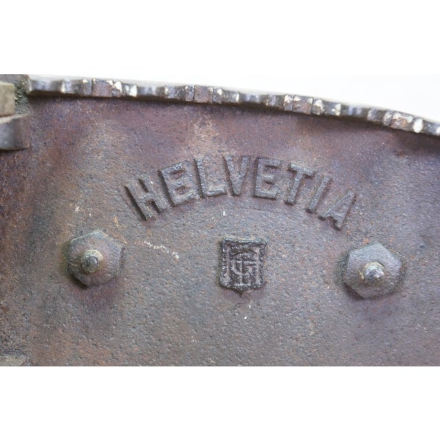 Antique Lion Head Delphin Dolphin Coal Brazier Clothing Iron & Trivet 9" For Sale - Image 18 of 18