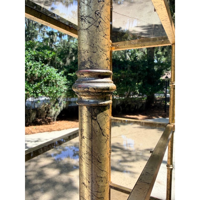 Vintage 1970s Italian Gold Gilt Hollywood Regency Faux-Bamboo Étagère For Sale - Image 13 of 18