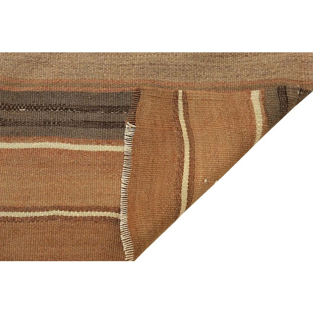 Mid 20th Century Mid 20th Century Brown Vintage Turkish Kars Kilim For Sale - Image 5 of 7