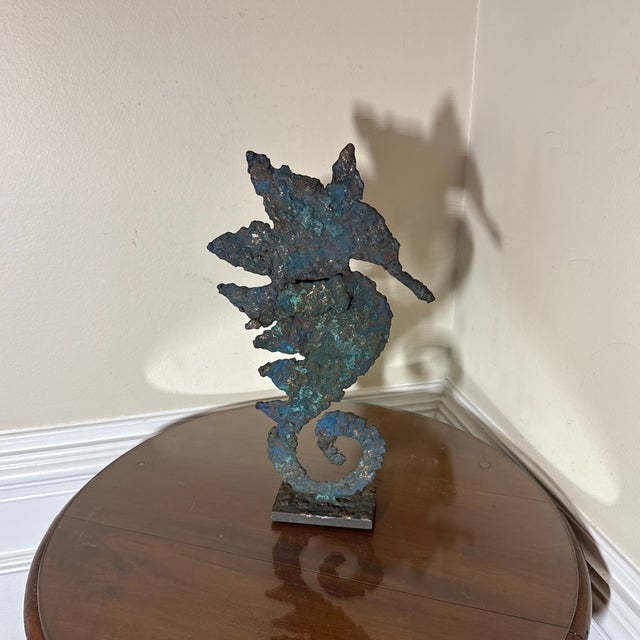 Late 20th Century Artist Made Brutalist Style Bronze Seahorse Sculpture For Sale In Atlanta - Image 6 of 9