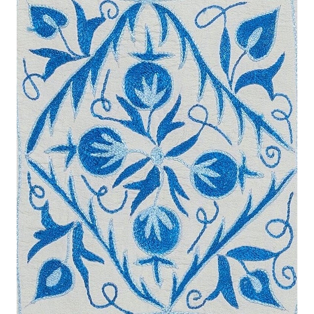 Decorative cushion cover made of hand embroidery silk on linen background, flowers and vine motifs, linen backing with...