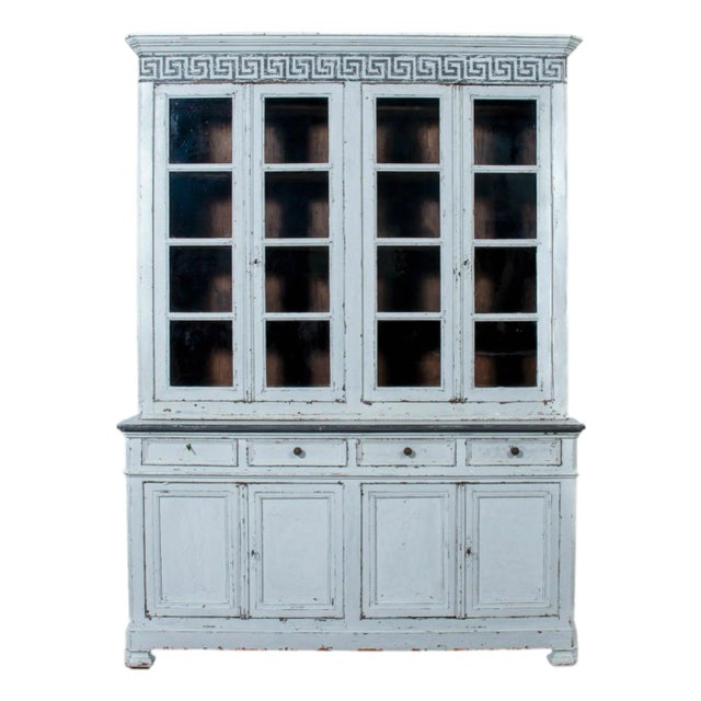 Mid-19th Century French Louis Philippe Period Painted Bookcase/Buffet Deux Corps For Sale
