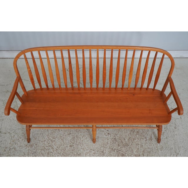 Traditional Windsor Style Hand Crafted Long Bench Settee For Sale - Image 3 of 18