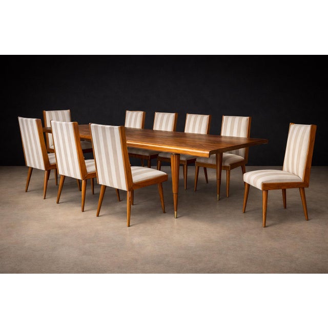 Brazilian Modern Set of Eight Dining Chairs in Caviúna Wood & Fabric, Giuseppe Scapinelli, Brazil, 1950s For Sale - Image 11 of 18