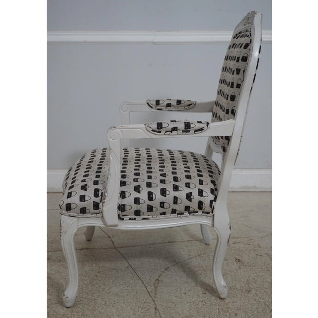 French Pair French Decorator Purse Upholstered Armchairs For Sale - Image 3 of 12