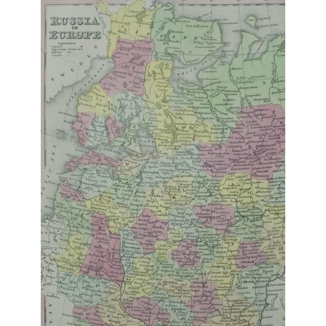 Traditional Map of Russia in Europe by Cowperthwait, 1850 For Sale - Image 3 of 4