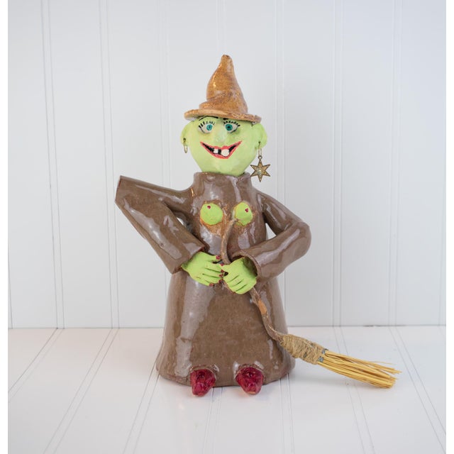 Signed Postmodern Feminist Sculptural Pottery - Witch Teapot For Sale - Image 14 of 14