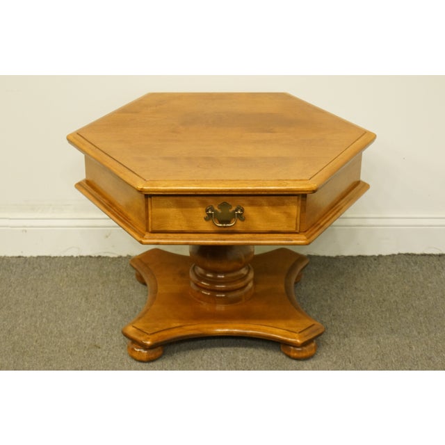 20th Century Early American Ethan Allen Heirloom Nutmeg Maple Hexagonal