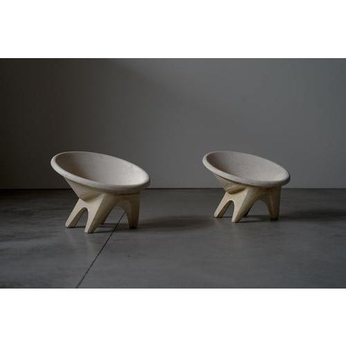 Concrete garden chairs The chairs are in a good condition with some traces of usage normal to their age.