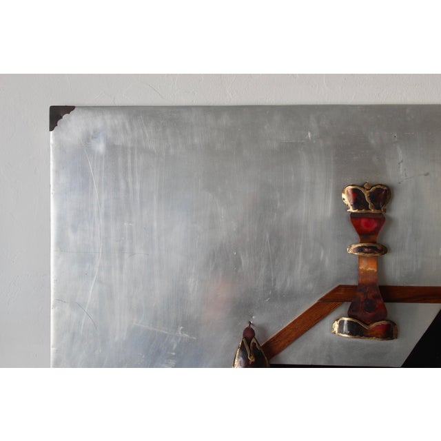 Wood Alex Kovacs Large Metal Chess Board Wall Sculpture Signed Mid 20th Century Modern For Sale - Image 7 of 18