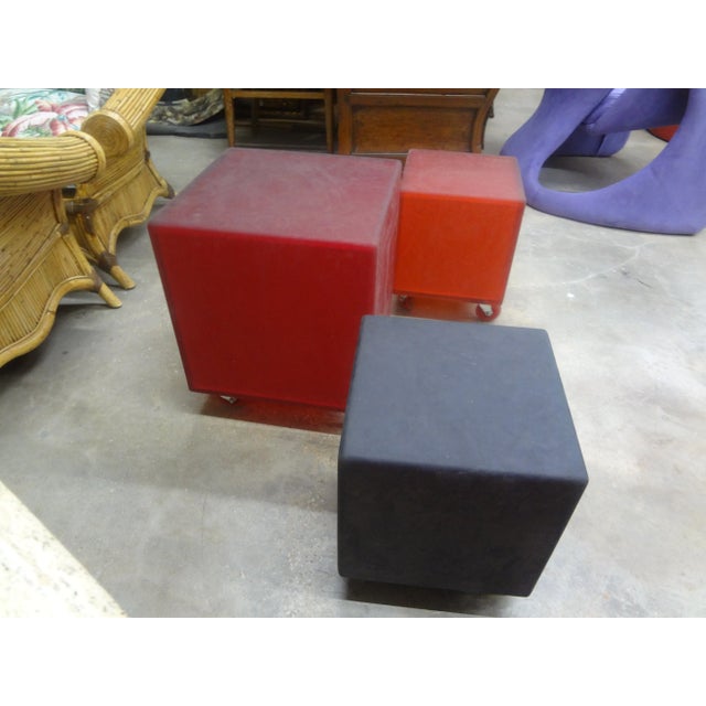 Rubber 1960s Set of 3 Mid Century Modern Rubber Cube Tables or Ottomans For Sale - Image 7 of 11