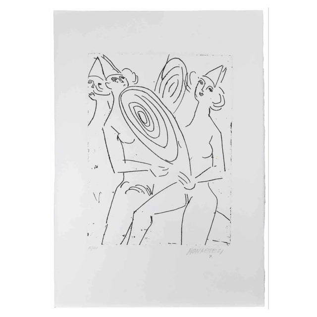 Sante Monachesi, Figures, Etching, 1970s For Sale