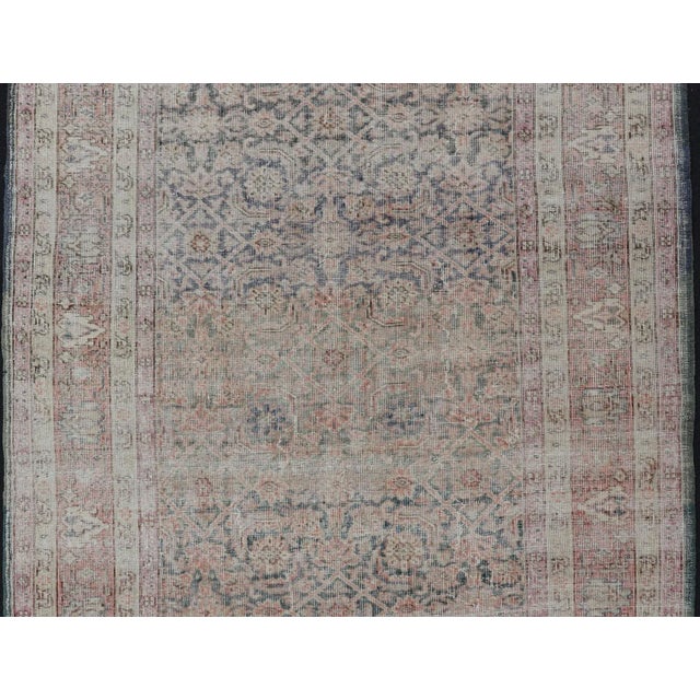 Antique Persian Malayer Rug in Variegated Gray-Blue, Cream and Soft Pink 5'1 X 7'8 For Sale - Image 9 of 11
