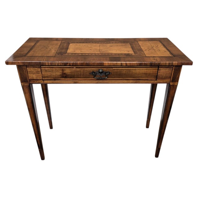 Italian Walnut Marquetry Desk, 1980s For Sale - Image 11 of 11