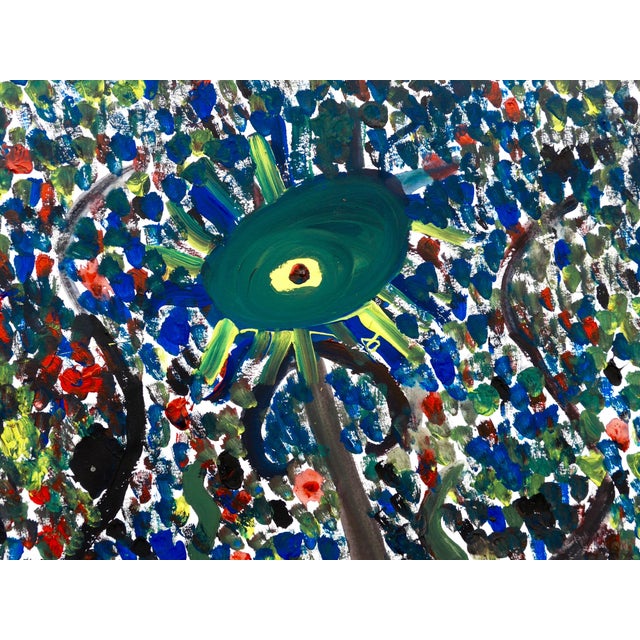 "Flower" Contemporary Abstract Gouache Painting on Paper For Sale