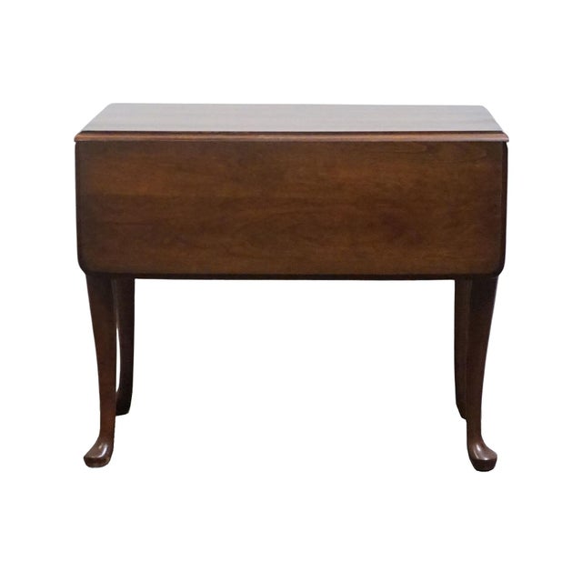 Bassett Furniture Solid Cherry Traditional Style 34" Drop Leaf Accent End Table For Sale - Image 14 of 16