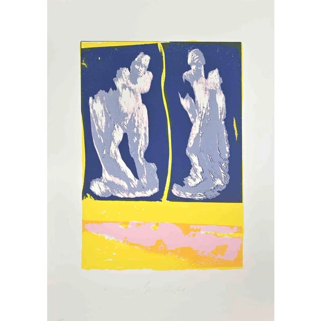 Mino Trafeli, Figures, Lithograph, 1980s For Sale