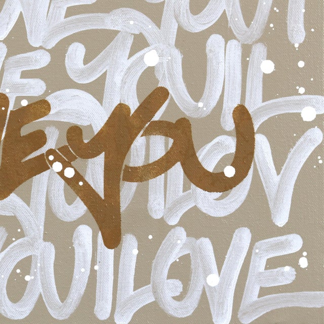 2020s Calm Mood #2 - Abstract 'I Love You' Graffiti Mixed Media Painting on Canvas Original Artwork by Amber Goldhammer For Sale - Image 5 of 9