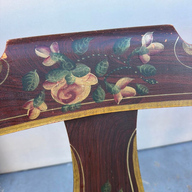 Wood Set of 6 19th C. Adams/York County Pa Paint-Decorated Plank Seat Kitchen Windsor Chairs For Sale - Image 7 of 18