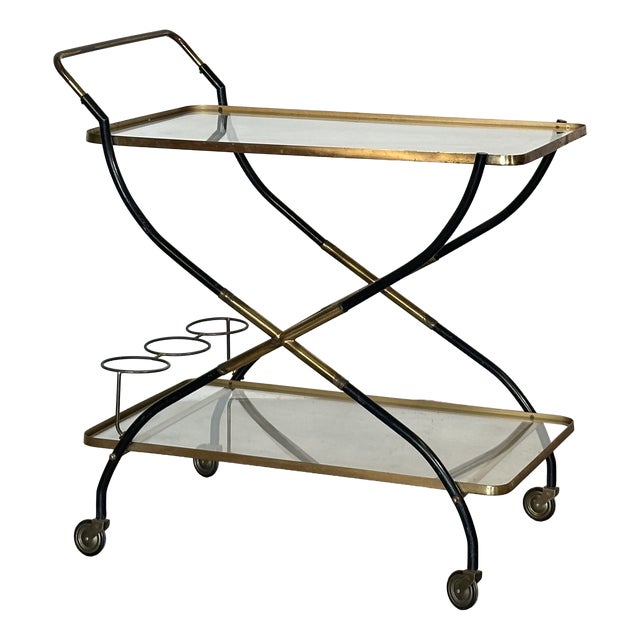 Brass and Glass Bar Trolley, 1960s For Sale