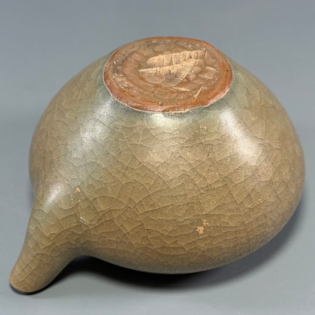 Antique Chinese Celadon Crackle‑Glaze Lidded Ewer, Collectible Antique For Sale - Image 9 of 9