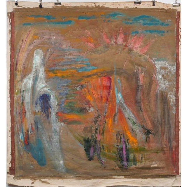 An impressive, large-scale abstract painting attributed to American artist Stephen Mueller (1947–2011), titled “Kaspar...