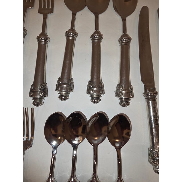 1990s 1990s Vagabond House Pewter and Stainless Flatware Medici Pattern 19 Pieces For Sale - Image 5 of 12