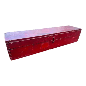 Vintage Primitive Red Wooden Toolbox Early 20th Century