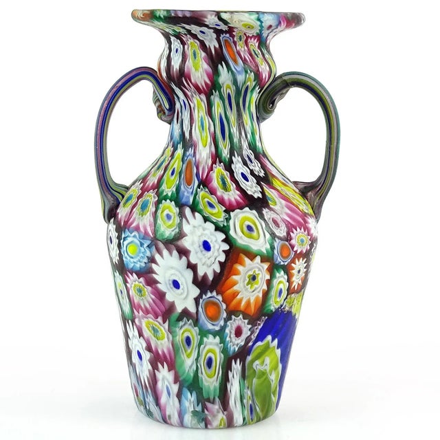 ★SALE★イタリア★T.MURANO GLASS★ガラス★手描き絵付★花瓶★ SERENELLE ARTE MURANO Glass Colorful Pop Art Limited Edition