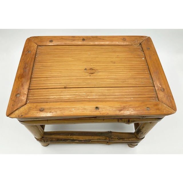 Chinoiserie Split Reed Bamboo Plant Stand or Riser For Sale - Image 3 of 7