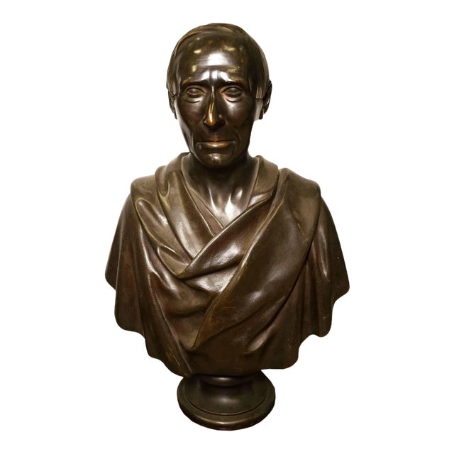 Patinated Bronze Bust of a Roman or Greek Nobleman For Sale