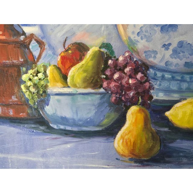 1980s G. Ragen Large Original Floral Still Life Painting Signed – 48x36 For Sale - Image 6 of 11