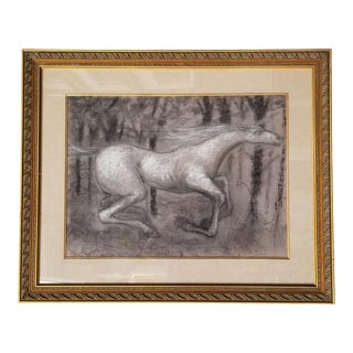 1990s Impressionist Abstract Horse Pastel Drawing, Framed For Sale