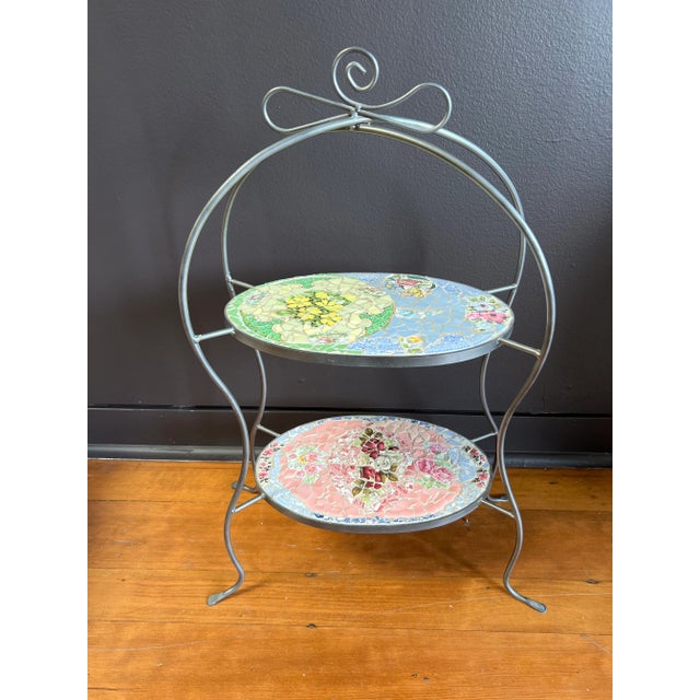 Vintage Two-Tier Tea Stand by Mosaicwares For Sale In San Francisco - Image 6 of 6