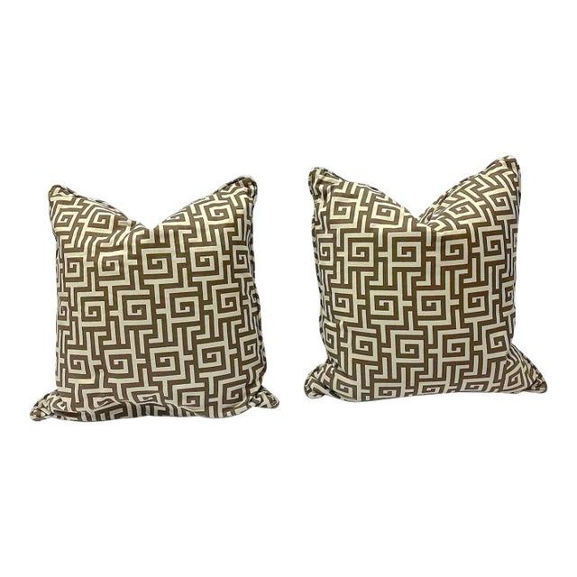 Vintage Greek Key Style Geometric Pillows, Pr For Sale
