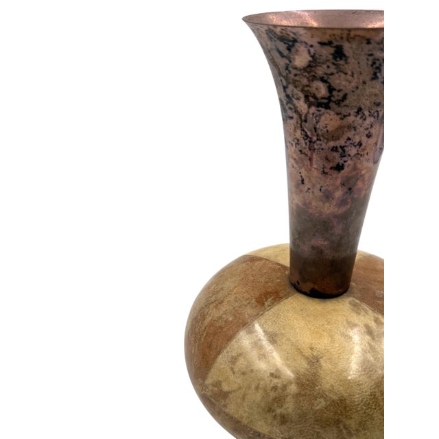 Aldo Tura Mid-Century Cream Parchment Vase, Aldo Tura Italy 1950s For Sale - Image 4 of 12