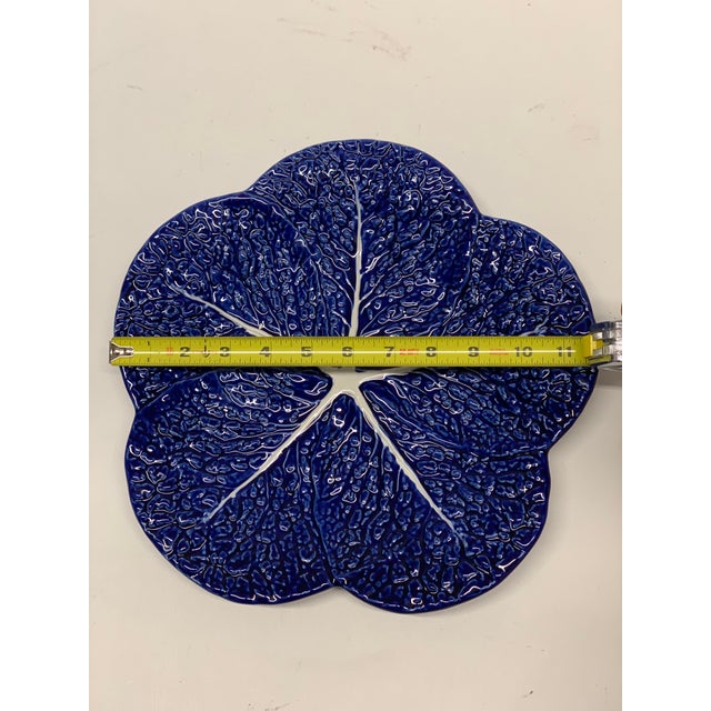 Portuguese Dark Blue Handmade Ceramic Lettuce Plates Chairish