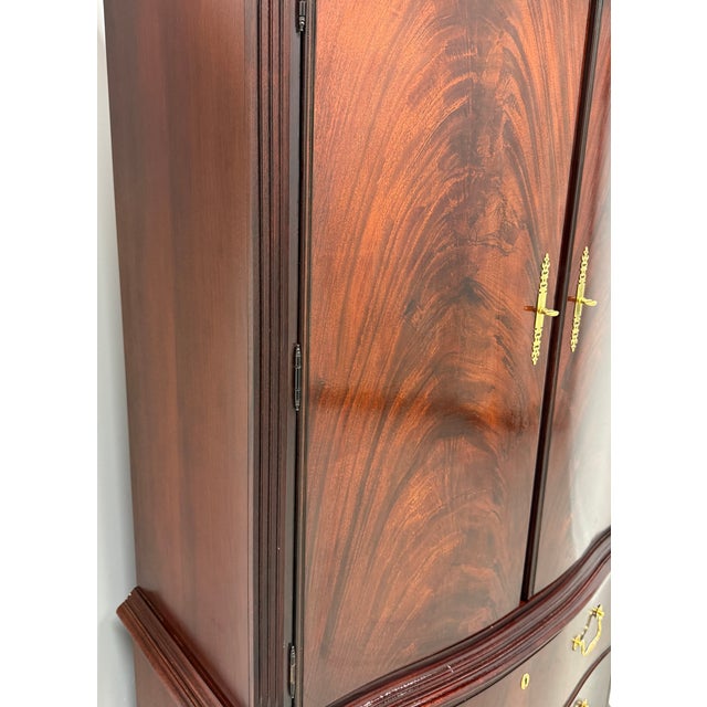 Wood Thomasville Mahogany Chippendale Style Armoire / Linen Press For Sale - Image 7 of 16