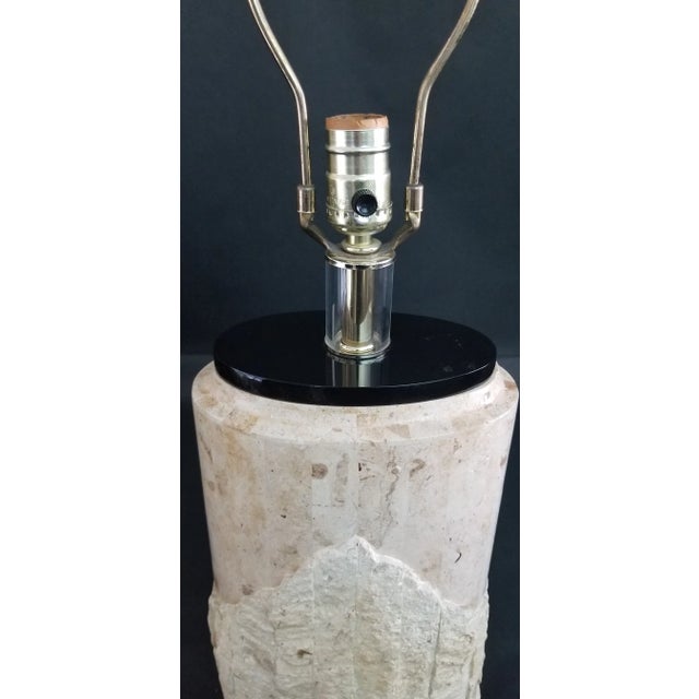 Beige Postmodern Maitland Smith Style Mactan Stone Tessellated Marble Table Lamp For Sale - Image 8 of 9