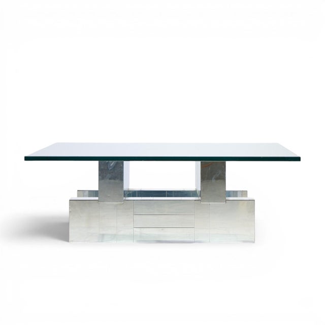 Paul Evans Paul Evans Cityscape Mid Century Chrome and Stainless Steel Coffee Table For Sale - Image 4 of 7