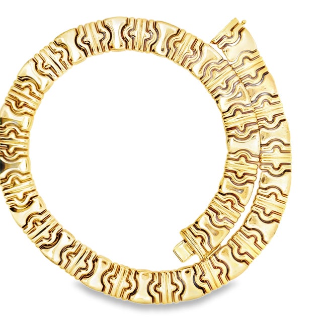 Vintage Italian Modernist 14k Gold Sculptural Link Collar Necklace For Sale In Miami - Image 6 of 7