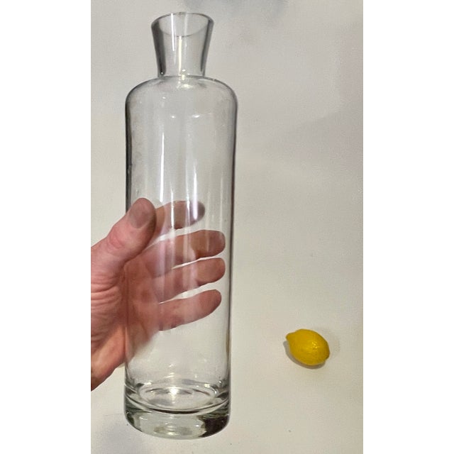Transparent Pair Mid 20th Century Minimalist Clear Glass Decanters With Stoppers For Sale - Image 8 of 15