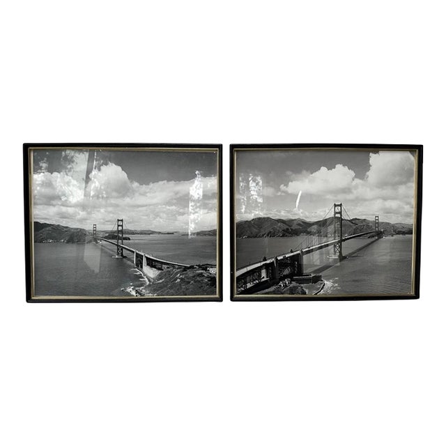 Pair of Vintage Golden Gate Bridge Black and White Photographs For Sale
