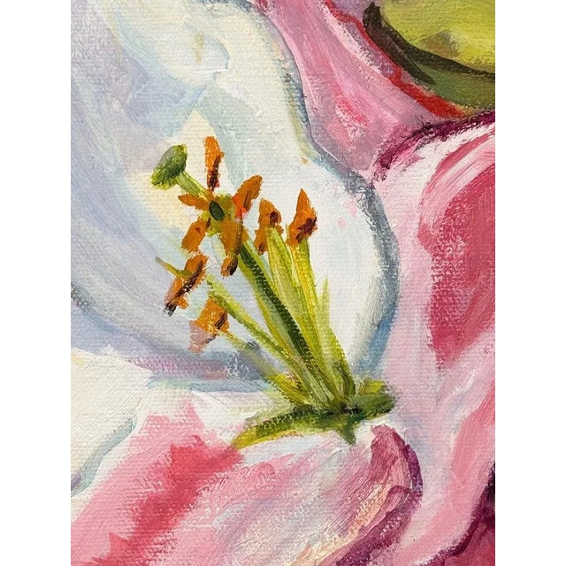 Square Impasto Floral Painting of Lilies For Sale - Image 13 of 18