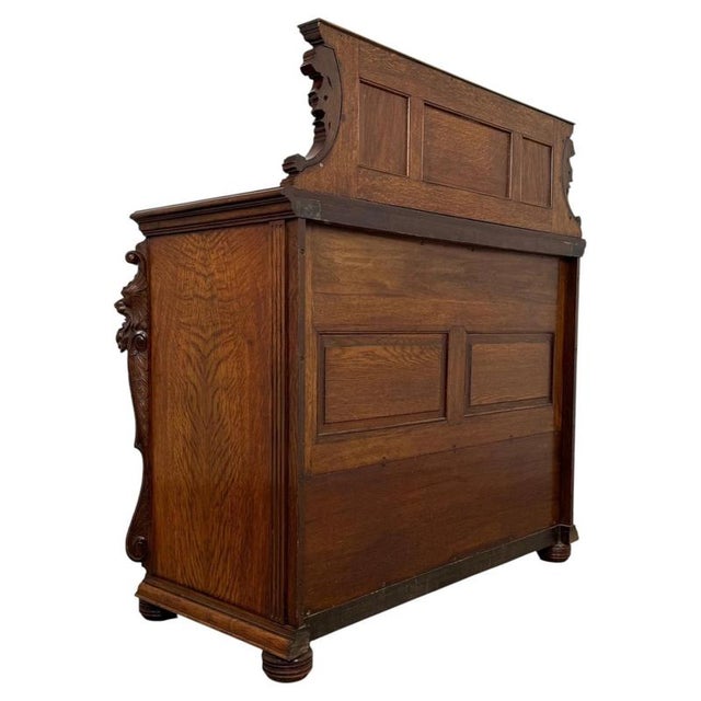 19th Century English Pollard Oak Sideboard with Bevelled Mirror For Sale - Image 10 of 15