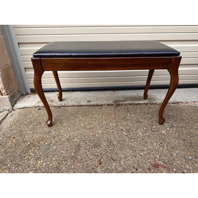 Late 20th Century Vintage Queen Anne Style Piano Footstool or Ottoman by Kimball Co With Cushion For Sale - Image 11 of 11
