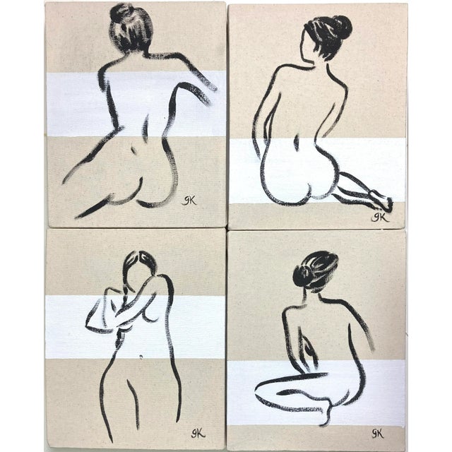 Gretchen Kelly "Figure No. 4 With White Band" Contemporary Original Abstract Figurative Nude Acrylic Painting by Gretchen Kelly For Sale - Image 4 of 5