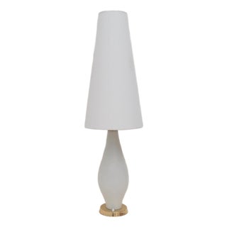 Opaline Glass and Brass Table Lamp, Italy, 1960 For Sale